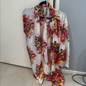 Vibrant Floral Satin Kimono